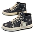 thumbnail image 3 of Rokment Mens High Top Fashion Sneakers Retro Streetwear Casual Ripped Denim Lace up Platform Canvas Walking Flat Tennis Shoes 2026 Black Size 7.5, 3 of 6