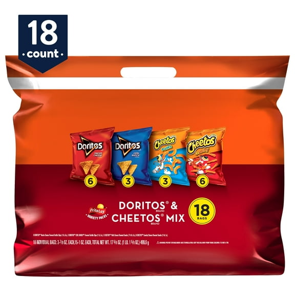 Frito-Lay Doritos & Cheetos Mix Snacks Variety Pack, 18 Count