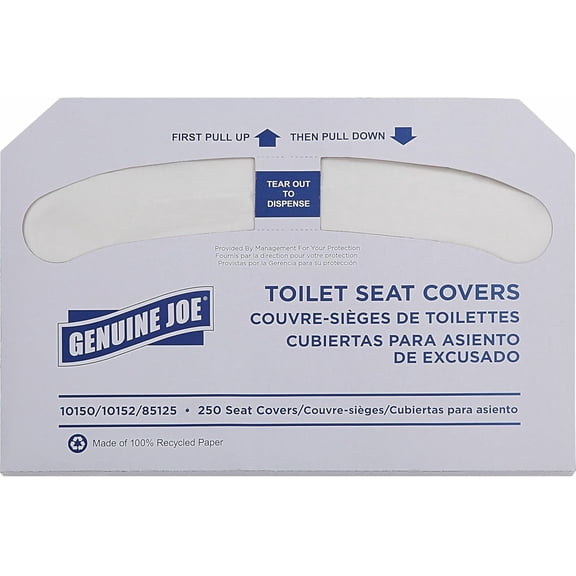 Toilet Seat Covers, Half-Fold, White, 250/Pack, 4 Count