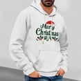 thumbnail image 2 of qelini Christmas Hoodies for Men Long Sleeve Pullover Merry Christmas Print Drawstring Hooded Sweatshirts Casual Tops, 2 of 5