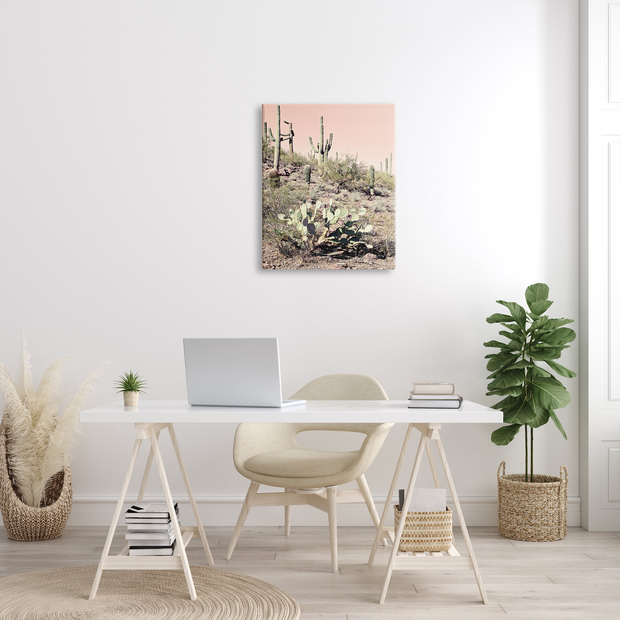 Stupell Industries Summer Dessert Landscape Cactus Prickly Pear Pink Sky, 24 x 30, Design by Susan Bryant