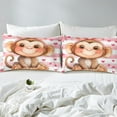 thumbnail image 4 of Erosebridal Ensemble de Draps Kawaii Singe Jumeau, Ensembles de Literie Rayures Roses et Blanches Taille Jumeau, Décoration Cœur d'Amour Mignon, 4 of 7