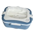 thumbnail image 2 of 1.5L Dual-Voltage (12V/24V) Car Truck Heating Lunch Box with 304 Stainless Steel Containers, Double Handles & Tableware Set - Portable Food Warmer (Blue, 35W), 2 of 5