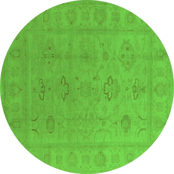 Ahgly Company Indoor Round Oriental Green Traditional Area Rugs, 6' Round