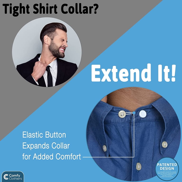 C2 Set da 5 Estensori per Bottoni da Camicia, Bianco e Nero - Taglie Miste - Aggiunge fino a 3 taglie (1,3-2,5 cm) - Bottoni 10 mm (16L) - Estensioni Elastiche per