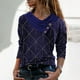 thumbnail image 2 of Mujeres Casual Cross Skew Collar Botones Impreso Blusa de manga larga Camiseta Tops Fridja hkj3154, 2 of 5