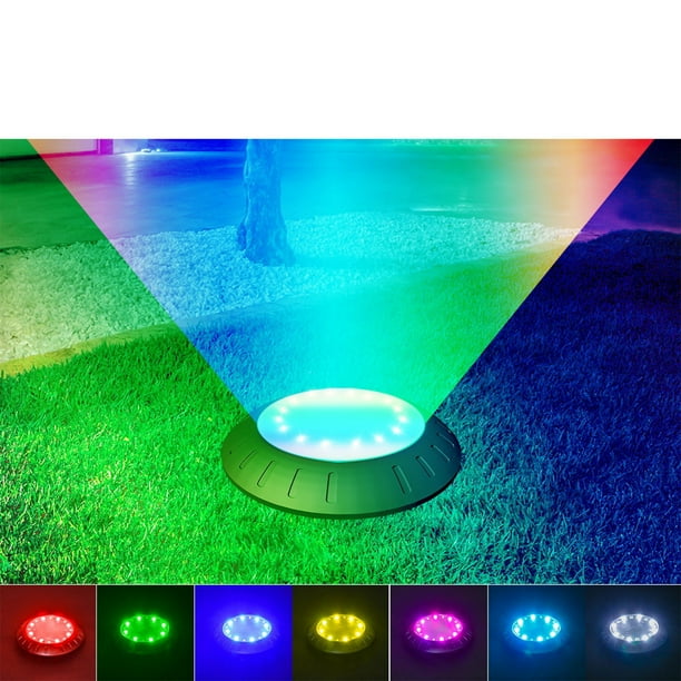 Luces de suelo para exteriores 16 LED multicolor con cambio automático | Luces de camino de paisaje RGB y blanco cálido | ABS resistente al agua IP65 | Jardín Patio Patio Decoración de césped |