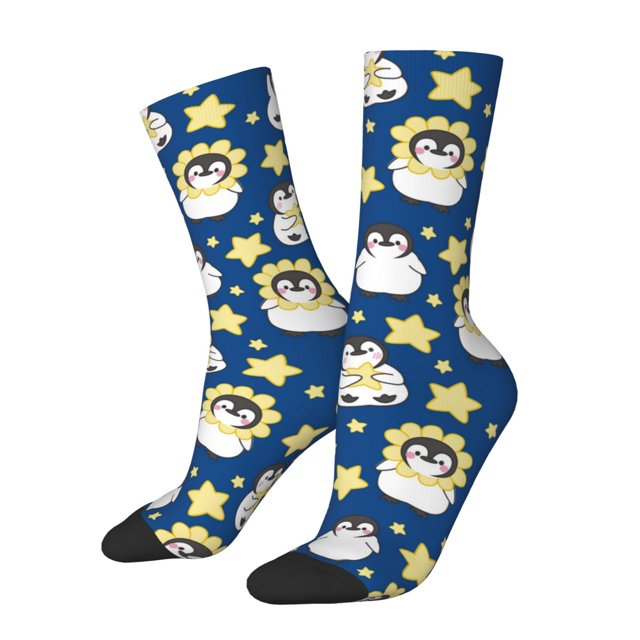 Balery Star Penguin Calcetas Largas con Estampado para Hombre y Mujer – Suaves y Transpirables, Talla Única (US 5-11)