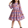 thumbnail image 4 of Girl Autumn Halloween Printed Dress, Children Soft Knit Cotton Long‑Sleeve Dress, Cute Multi‑Pumpkin Graphic Swing Princess Dress for Holiday Daily Wear, 4 of 4