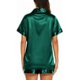 thumbnail image 3 of Silk Pajamas Womens Short Sleeve Sleepwear Soft Satin Button Down Loungewear 2 Piece Pjs Shorts Set S-XXL, 3 of 4