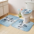 thumbnail image 2 of Blue Flower Bath Mat 3 Piece Bathroom Rug Set, Retro Gradient Texture Painting Plant Leaf Non Slip Bath Rug Contour Mat and Toilet Lid Cover, Absorbent Shower Mats Soft Bath Rugs and Mats Sets, 2 of 8