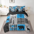 thumbnail image 2 of Homewish Moose Bear Deer Bedding Comforter Set 7pcs, Vintage Dark Blue Buffalo Queen Bedding Sets, Western Countryside Reversible Queen Sheet Sets, Luxury Bedroom Decor, 2 of 7
