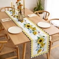thumbnail image 3 of Table Runner 72 Inches Long for Kitchen Dining, Sunflower Dresser Scarf Farmhouse, Dining Table Decorations for Wedding/Parties, Yellow Flowers Black White Plaid Farmhouse Botanical 18 x 72 In, 3 of 8