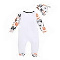 thumbnail image 3 of Krdevn Baby Halloween Bat & Pumpkin Print Romper with Hat - Soft Casual Pullover Jumpsuit,Size:3-6 Months, 3 of 9