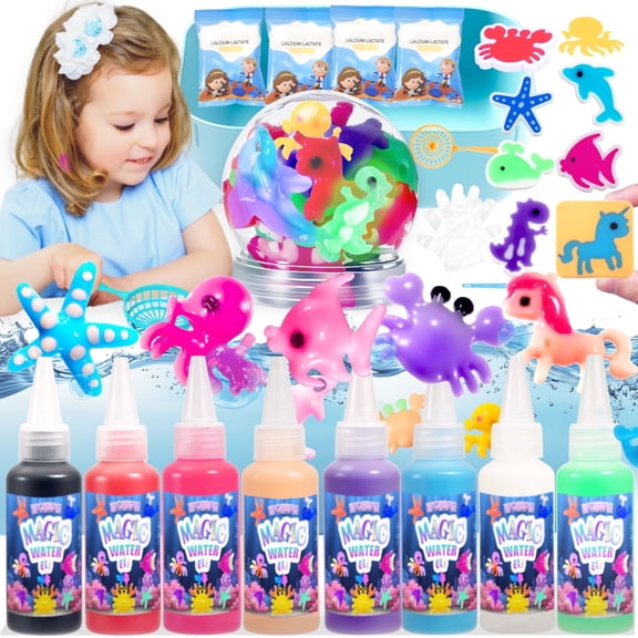 HFCHUPIN Magic Water Elf Kit 8-Piece Animal Model Maker Water Gel Kit- Christmas, Birthday, Aqua STEM Craft Kit