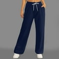thumbnail image 4 of Women Pants Women'S Pants Casual Dark Blue Womens Pants Lounge Pants for Women High Waisted Wide Leg Pants for Women with Pockets Womens Summer Pants, 4 of 6