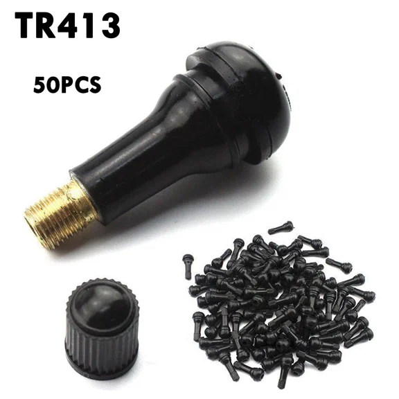 Woudy 50Pcs Tire Valve Stems, TR 413 Short Rubber Snap-In Tubeless, Universal Fit for Cars Trucks SUVs Motorcycles, Replace TR 413