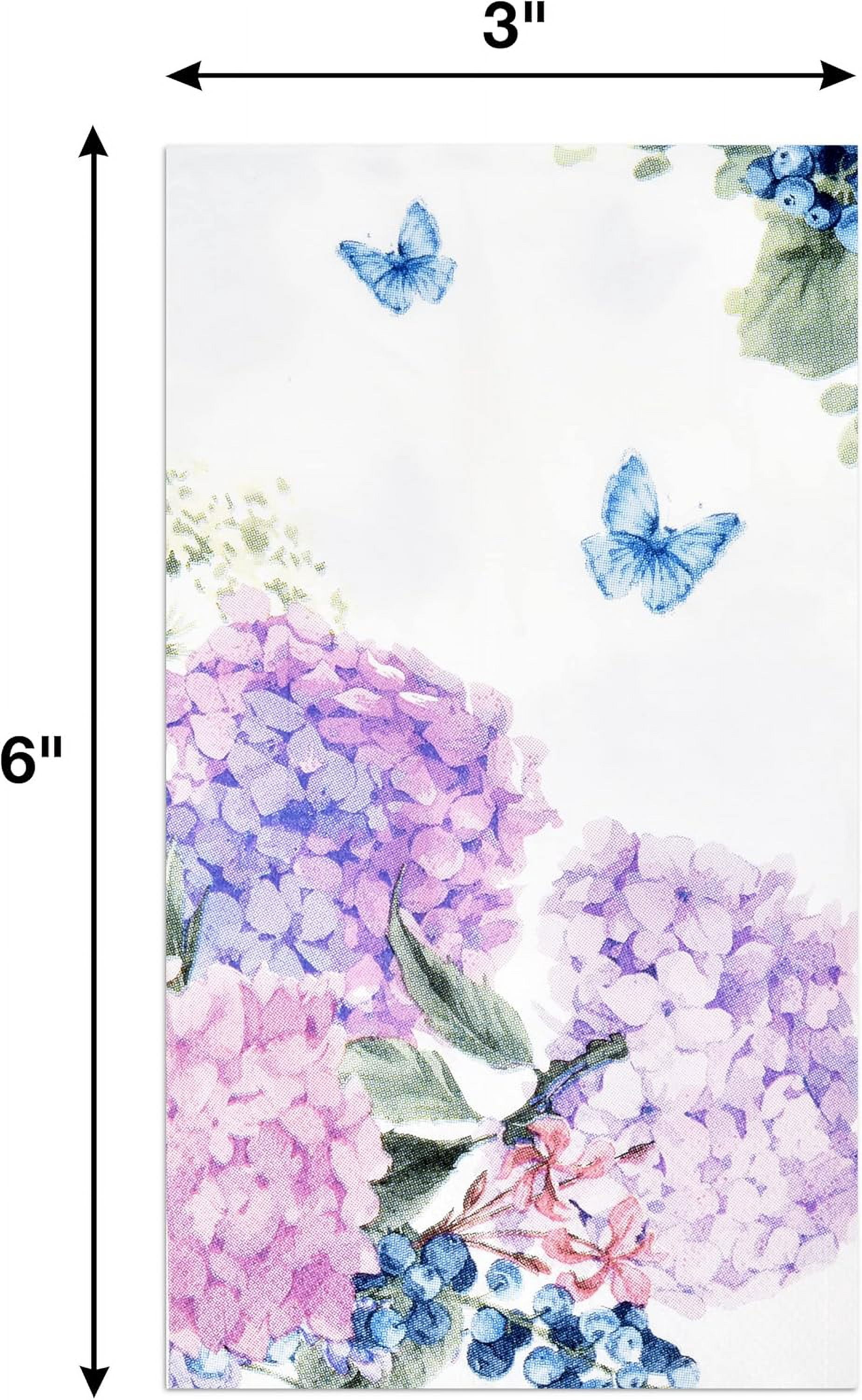 Gift Boutique 100 Hydrangea Flowers Guest Napkins Floral Disposable Paper Dinner Napkin Towels Decorative Purple Pink Blue Flower for Wedding Bathroom Bridal Shower Party Easter Butterfly Summer Sprin