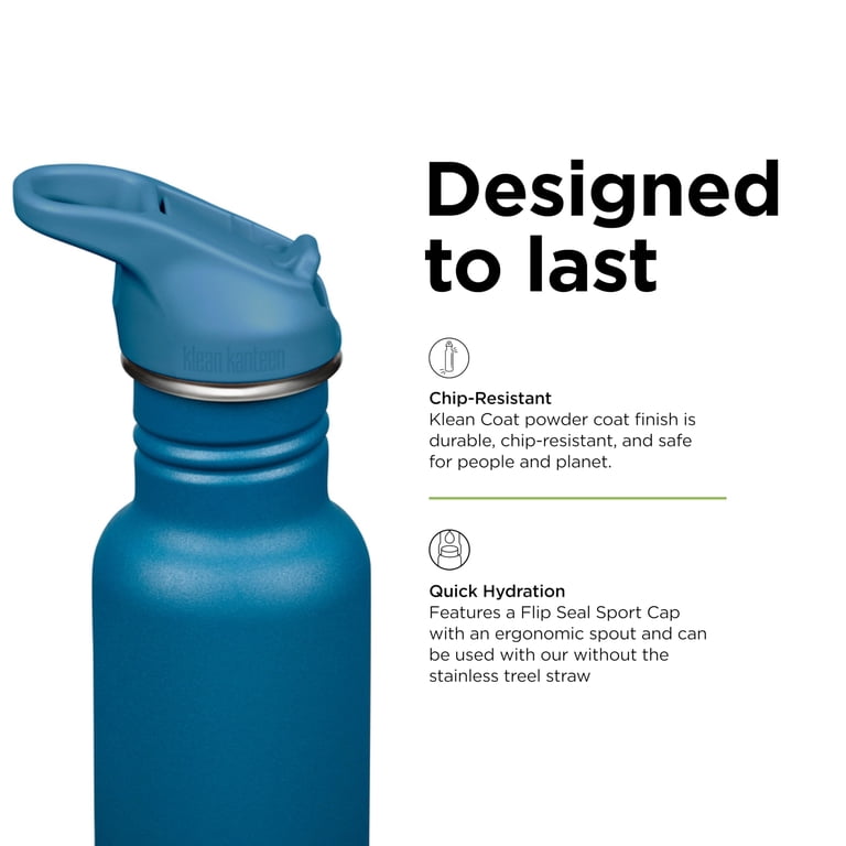 Klean Kanteen, Water Bottle, 18 oz Classic, Leakproof Sport Cap