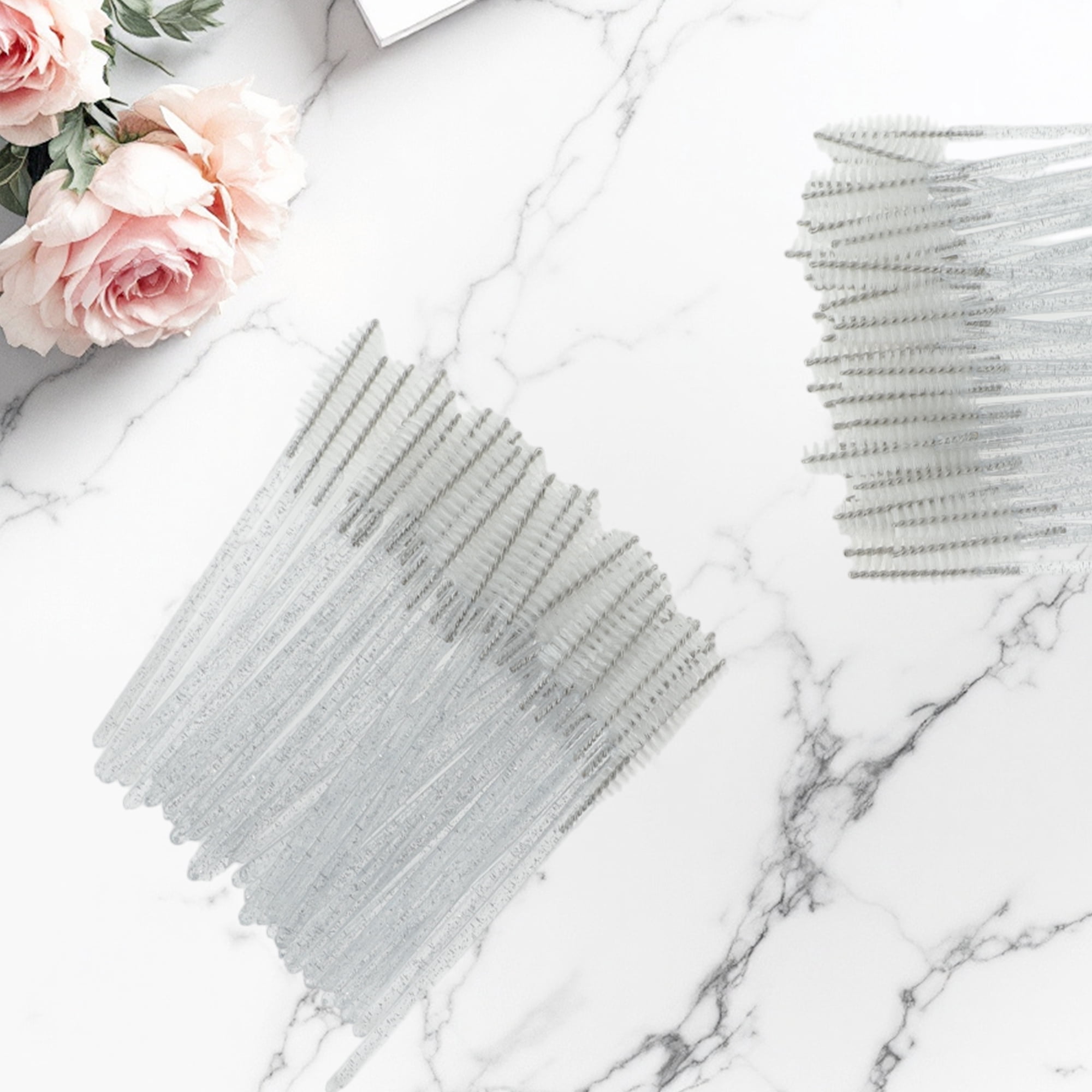 Unique Bargains 100 Pcs Portable Eyelash Brush with Protective Case for Vacation White