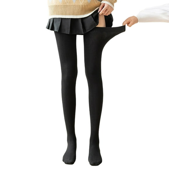 TIEVOSA Womens High Socks Opaque Thigh High Stockings Thigts Hosiery with Silicone(Black)