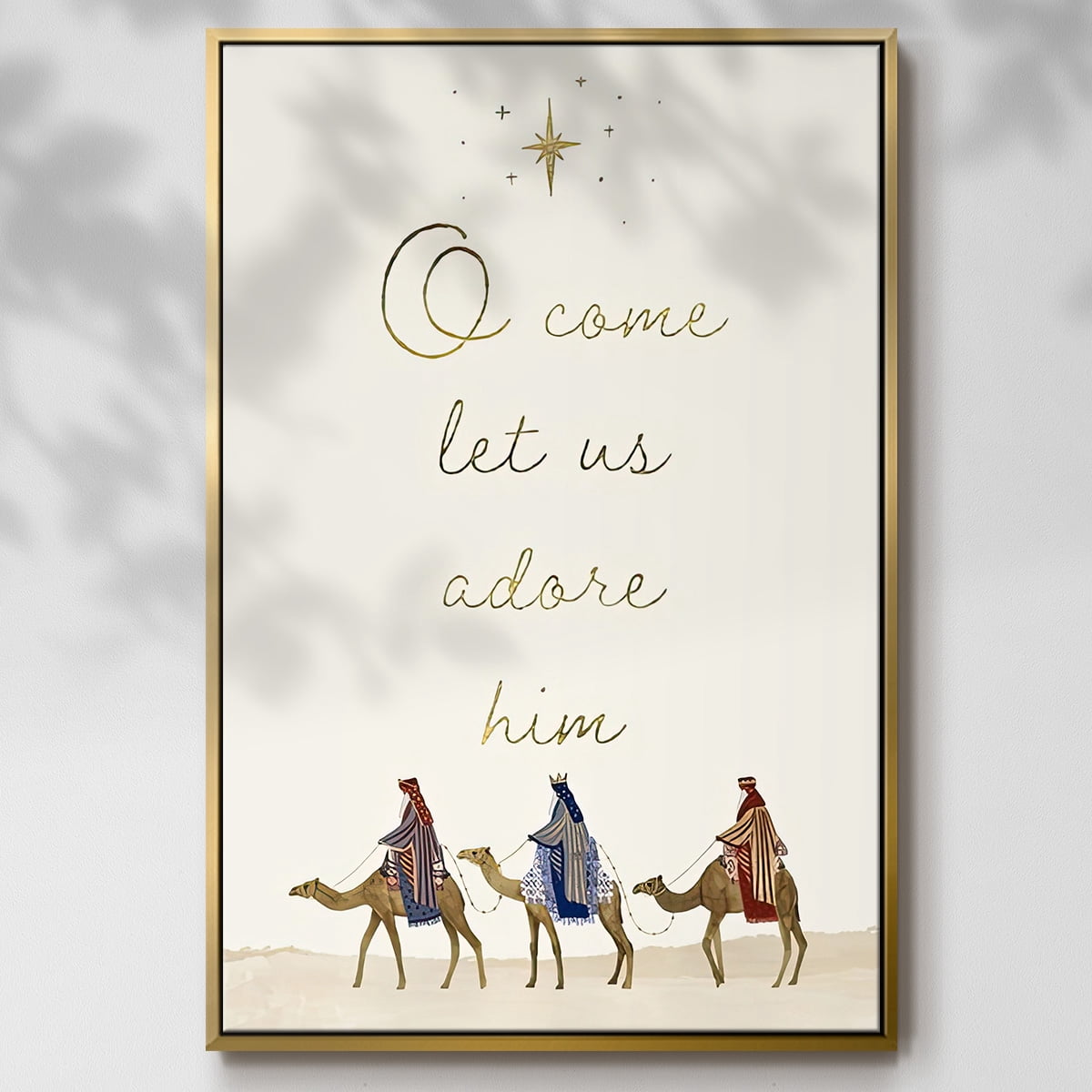 Away in a Manger Collection B - Framed Gallery Wrapped Holiday Canvas - 25 x 37 - Gold Frame