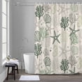 thumbnail image 5 of Vintage Green Starfish Bathroom Shower Curtain, Coral Seahorse Shell Marine Creature Waterproof Washable Soft Bath Curtain for Bathtub Decor with 12 Hooks&Grommet, 36x72 Inch, 5 of 9