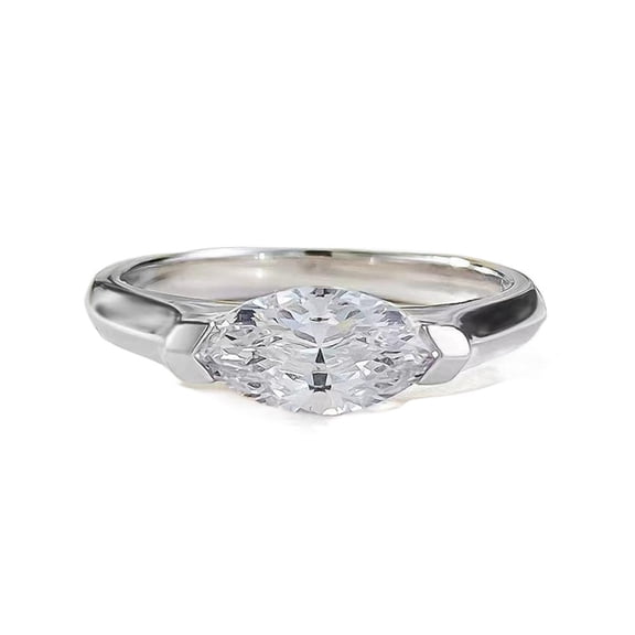 LINXIQIN 1CT Marquise Shape Synthetic Moissanite Ring Daily Wear Birthday Present Fine Jewelry