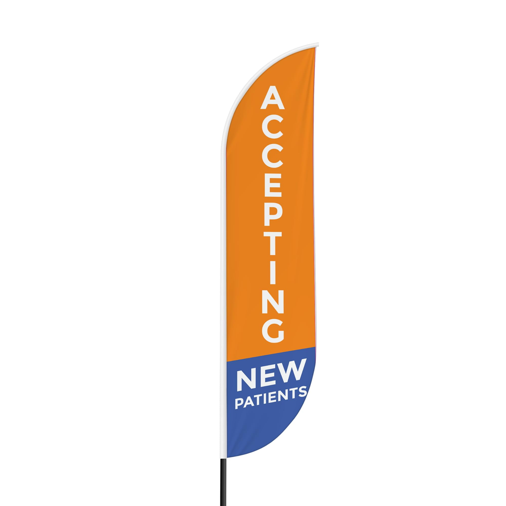 Accepting New Patients Sign feather flag Pole kit for Outdoor by Mavis | 15 FEET Tall Polyester Banner Flag Pole Mount with Cover | HD Print Swooper Flags to Promote Medicine | Made in USA