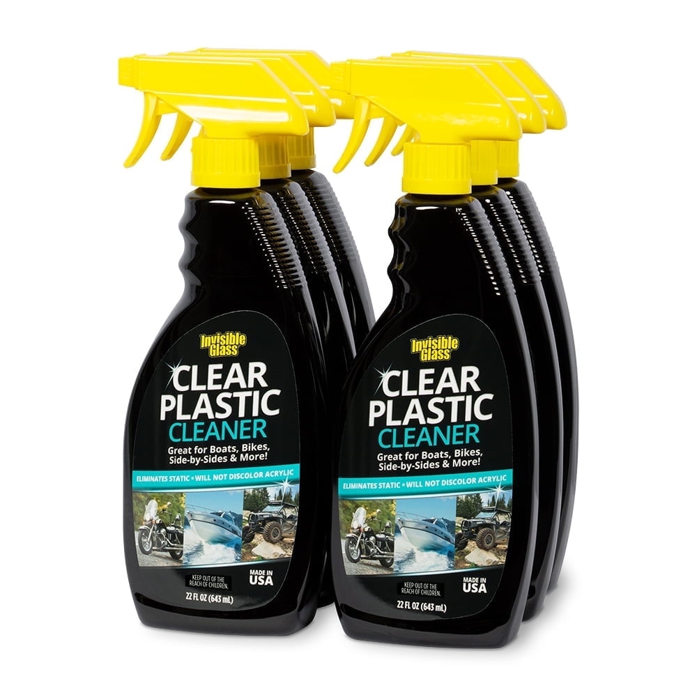Invisible Glass 92084-6PK Clear Plastic Cleaner for Cars Motorcycles RVs Boats Helmet Visors Golf Carts Acrylic and Vinyl Windows Streak-Free Haze-Free Removes Static 22 Fl Oz Pack of 6