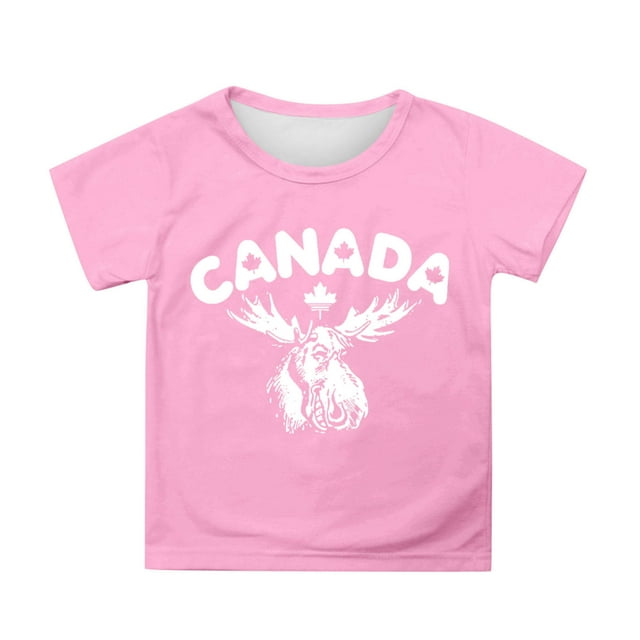 LYHaoo T-Shirt à Manches Courtes pour Filles de la Fête du Canada, T-Shirt d'Été à Col Rond, Coupe Décontractée, Chandails de Base, Chemisiers pour Filles Tailles 12-13 Ans