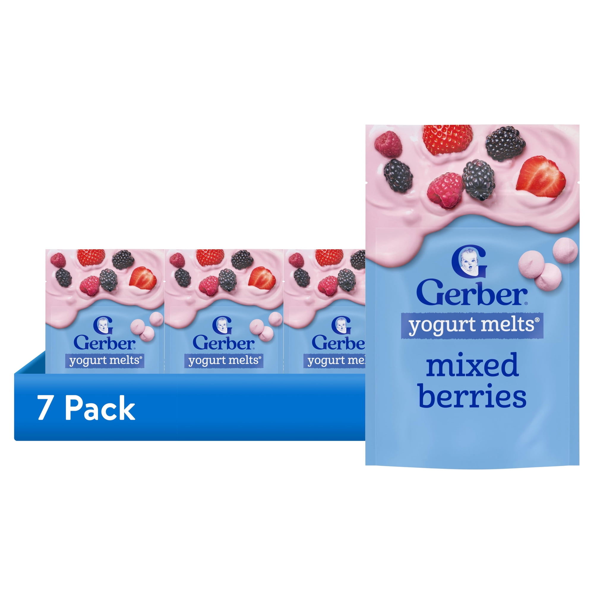 (7 pack) Gerber Stage 3 Baby Snacks, Yogurt Melts, Mixed Berries, 1 oz
