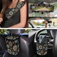 thumbnail image 3 of Uorisanigo Mandala 15 PCS Car Seat Cover Full Set, Car Wheel Cover Protector Seat Belt Cushion Pad Vehicle Trash Can Air Vent Storage Coasters Rearview Mirror Cover Key Chains Car Decor, 3 of 7