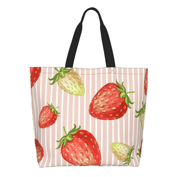 Rocae Strawberries for Big Capacity Shoulder Bag with Pockets,Tote Bag for Women Handbag