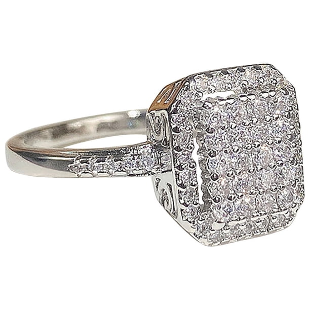 Exquisito anillo de circonio cuadrado completo de la boda de compromiso de joyería de regalo
