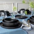 thumbnail image 6 of over&back Stackable Dinner Bowl Set - Stoneware Dishes - Comes with 4 Dinner Bowls - All-Occasion Place Settings Perfect for Pasta, Salads, Snacks - 8.3" x 8.3" x 1.9" - 40oz - Semi-Matte Black, 6 of 7