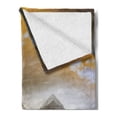 thumbnail image 2 of Egyptian Print Soft Flannel Fleece Throw Blanket, Storm Clouds over Pyramids Photo of Culture Eastern Art, Cozy Plush for Indoor and Outdoor Use, 60" x 80", Cream Orange, by Ambesonne, 2 of 5