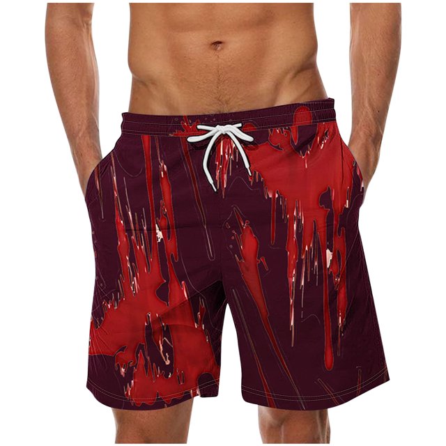 EOYWHK Men Shorts Big and Tall Athletic Summer Beach Shorts Halloween Print Elastic Waist Drawstring Workout Shorts ,M-5XL