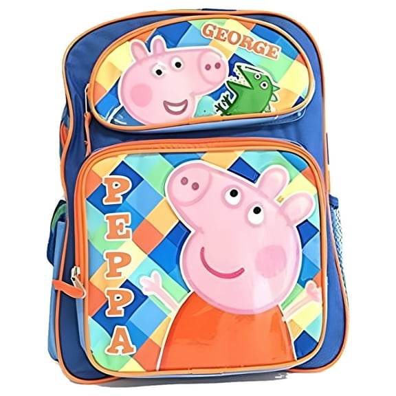 Backpack - Peppa Pig - George & Peppa Blue 16" New 122878