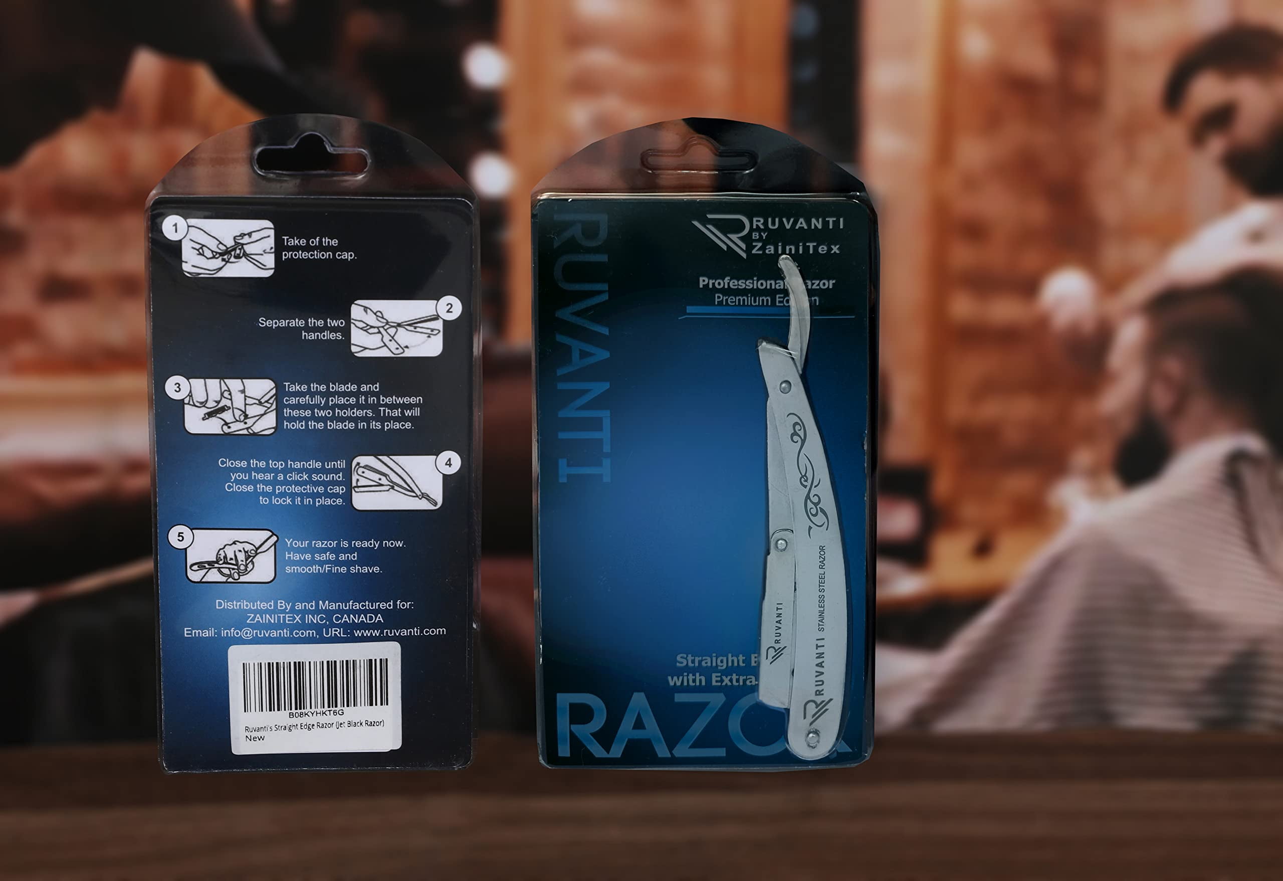 (3 pack) Ruvanti Straight Edge Razor for Professional Barbers, Best for Salon and Home Use - for Men's Shave (Silver)