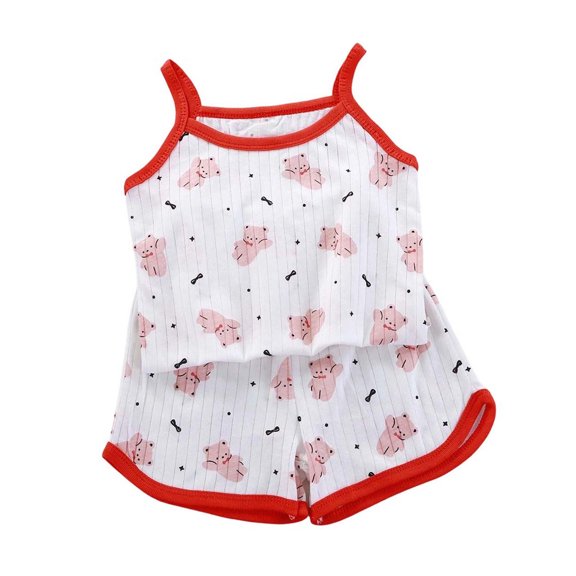 Qingpeng Girls Summer Casual Tank Top and Shorts Matching Outfit Set for Kids