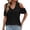 Black, variant on Womens Summer Tops Clod Shoulder V-Neck Short Sleeve Blouses Pleated Loose Fitted Casual Tunic
