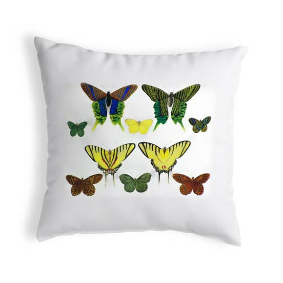 Multi Papillons Vert & Jaune Oreiller Imprimé Antique Noncorded - Grand