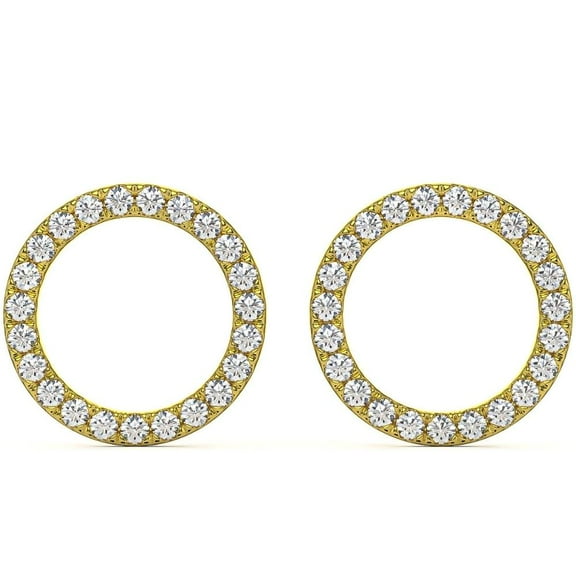 Pompeii 1/4Ct Diamond Circle Studs Women's Earrings in 10K Yellow Gold Lab Grown
