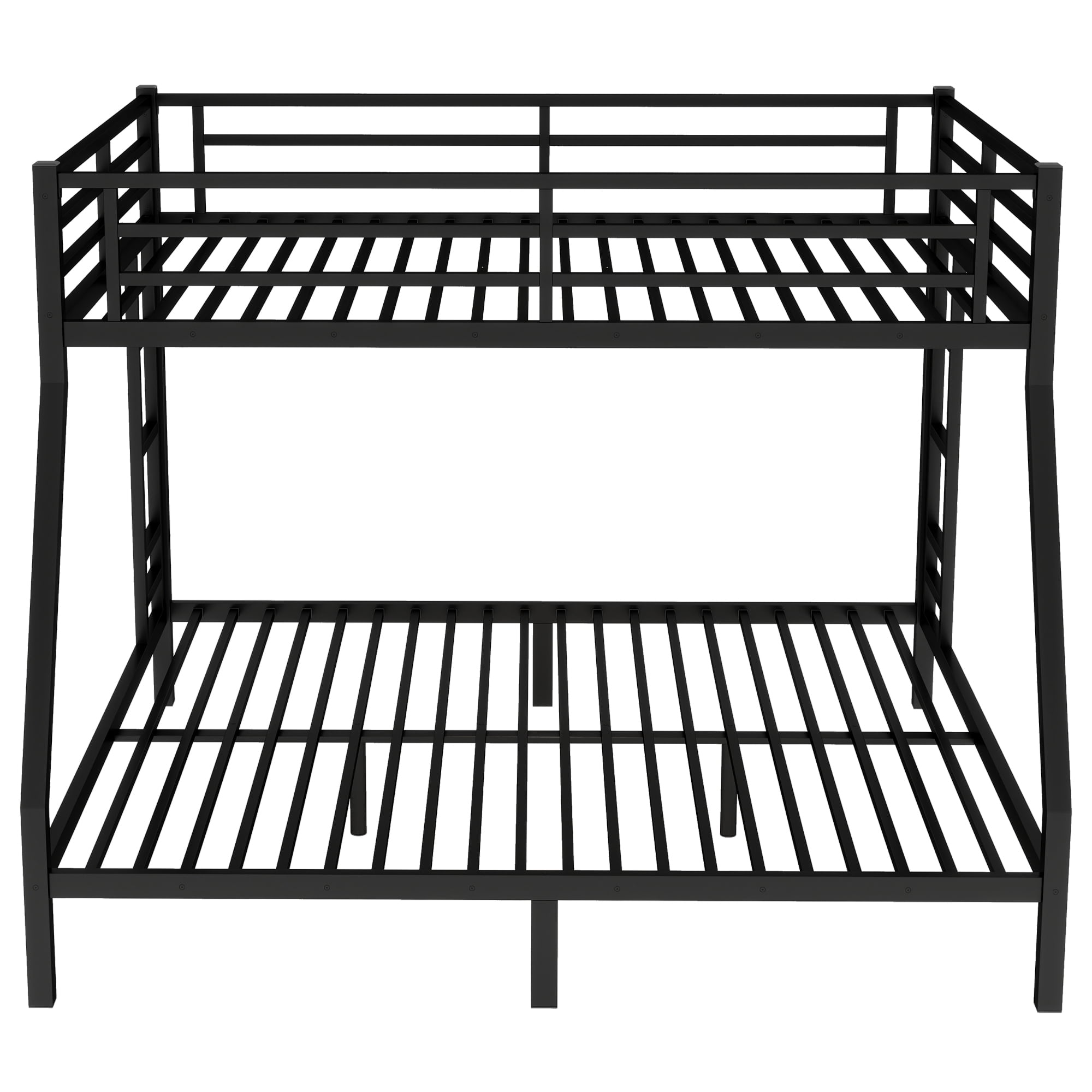 Leumius Queen over King Bunk Bed for Teens and Adults,Heavy Duty Metal Bunk Bed with Full-Length Guardrail and Ladder,Space-Saving/Noise Reduced/No Box Spring Needed, Black