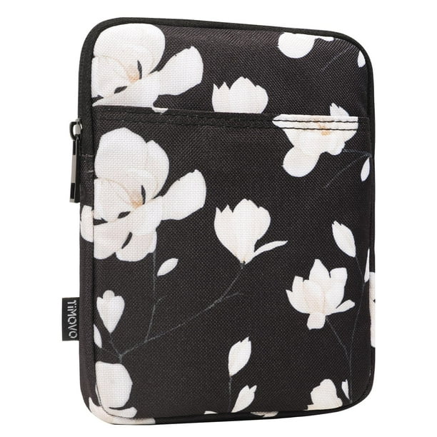 Funda TimoVo para Kindle Magnolia en blanco y negro de 6-7 pulgadas