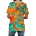 thumbnail image 4 of Sexlip Womens Short Sleeve Blouse Tropical Plant Print Crew Neck Loose Sleeve Soft Fabric Relaxed Silhouette for Casual Outings Orange XL, 4 of 7