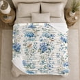 thumbnail image 5 of Blue Hydrangea Bird Watercolor Garden, Peaceful Bird Art Scene, Warm Flannel Blanket for Living Room and Reading Nook, Bird Lovers Housewarming Gift, Artistic Home Decor, 5 of 9
