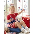 thumbnail image 5 of BemeyourBBs Toddler Baby Girl 4th of July Outfit Baby Girls Patriot Independent Day Clothes Star Stripe Print Bowknot Short Sleeve Tunic Shirt Tops Elastic Waist Shorts Set Baby Girls Summer Outfit, 5 of 9