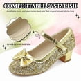 thumbnail image 4 of xinlanlin Girls Dress Shoes Low Heel Mary Jane Pumps Bow Party Wedding Princess Shoes for Toddler/Little Kids, 4 of 8
